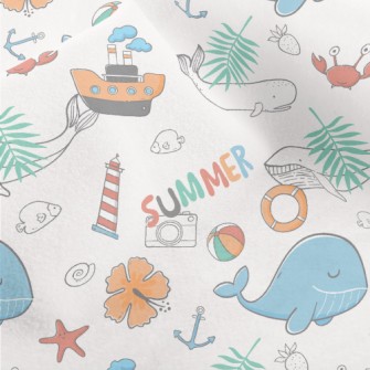 Whale And Boat Micro Fleece