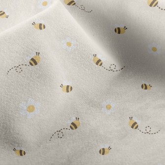 Small White Flower Bee Micro Fleece