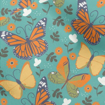 Butterflies And Flowers Micro Fleece