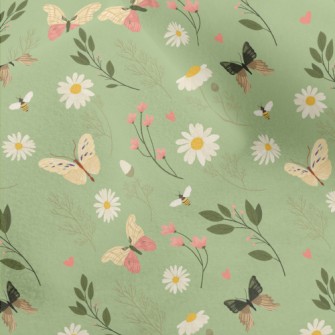 Flowers And Butterflies Micro Fleece