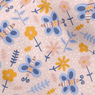 Flowers And Butterflies Micro Fleece