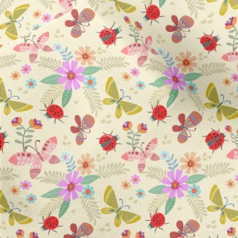 Colorful Flowers And Butterfli Micro Fleece