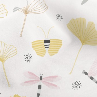 Dragonfly And Ginkgo Leaves Micro Fleece