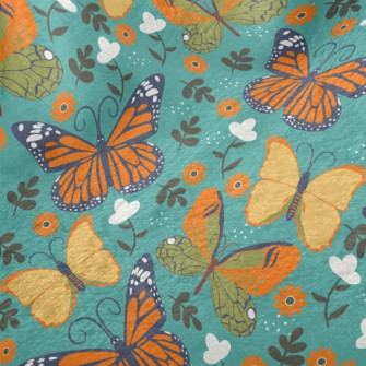 Butterflies And Flowers Minky