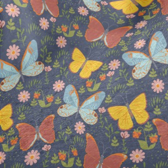Butterflies And Flowers Minky