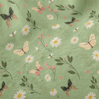 Flowers And Butterflies Minky