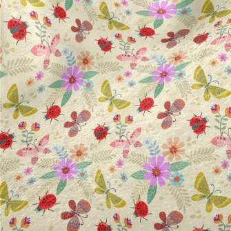 Colorful Flowers And Butterfli Minky