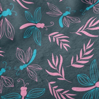 Dragonfly And Leaves Minky