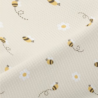 Small White Flower Bee Piqué