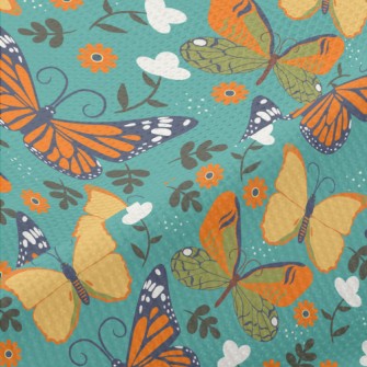 Butterflies And Flowers Piqué