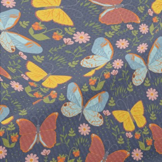 Butterflies And Flowers Piqué