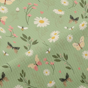 Flowers And Butterflies Piqué