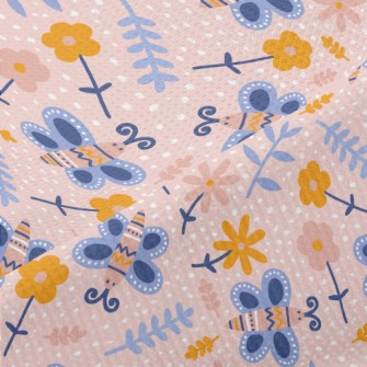 Flowers And Butterflies Piqué