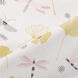 Dragonfly And Ginkgo Leaves Piqué