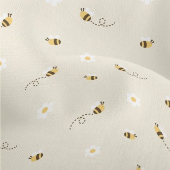 Small White Flower Bee Lightweight Performance Linen