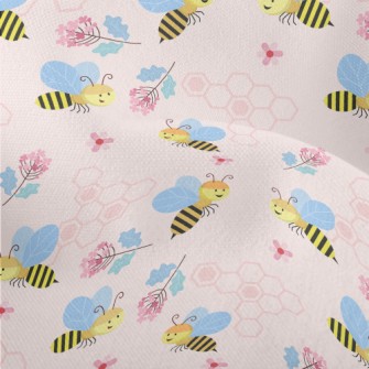 Bees And Flowers Lightweight Performance Linen