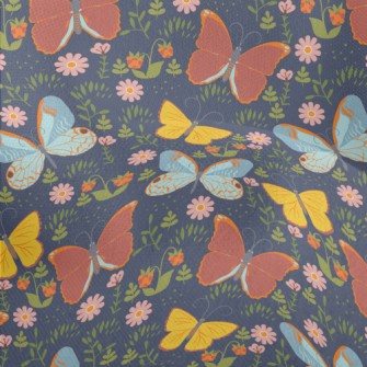 Butterflies And Flowers Lightweight Performance Linen