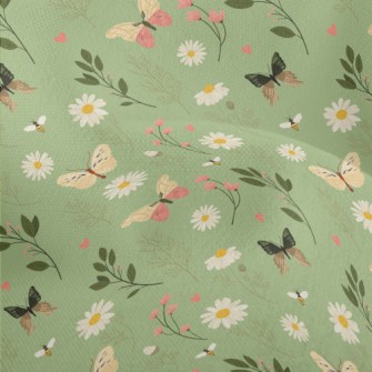 Flowers And Butterflies Lightweight Performance Linen