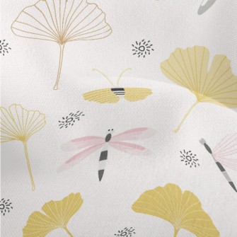 Dragonfly And Ginkgo Leaves Lightweight Performance Linen