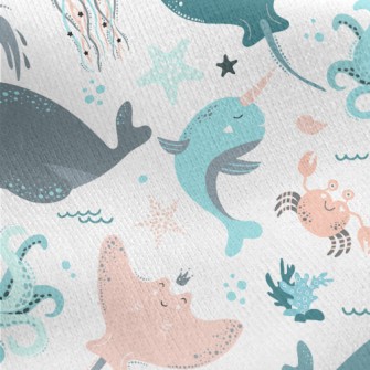 Stingray And Octopus Jersey Backed Fleece