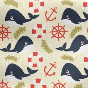 Whale And Rudder Jersey Backed Fleece