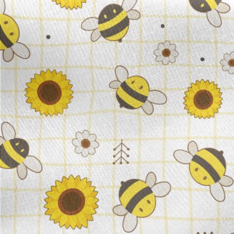 Bee And Sunflower Jersey Backed Fleece