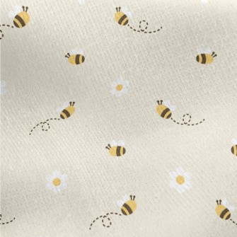 Small White Flower Bee Jersey Backed Fleece