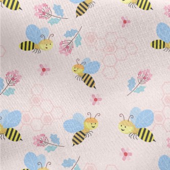Bees And Flowers Jersey Backed Fleece