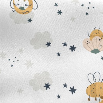 Bee In Flower Jersey Backed Fleece