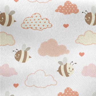 Bees And Clouds Jersey Backed Fleece