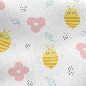 Bee And Flower Jersey Backed Fleece