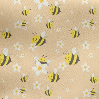 White Flower Bee Jersey Backed Fleece