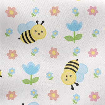 Bee And Flower Jersey Backed Fleece