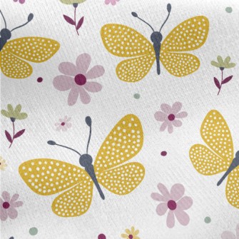 Yellow Butterfly Jersey Backed Fleece