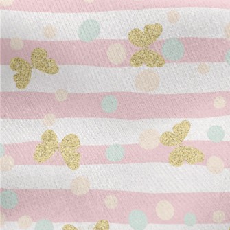Gold Glitter Butterfly Jersey Backed Fleece