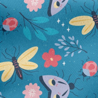 Insects And Flowers Jersey Backed Fleece