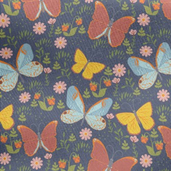 Butterflies And Flowers Jersey Backed Fleece
