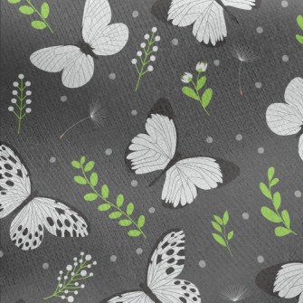 Small White Butterfly Jersey Backed Fleece