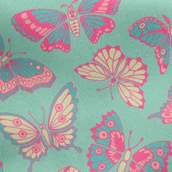Pink Butterfly Jersey Backed Fleece