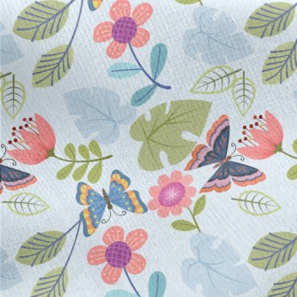 Flying Butterflies And Flowers Jersey Backed Fleece