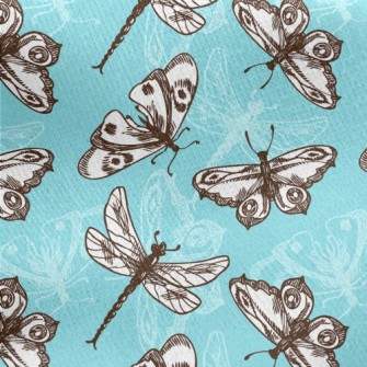Butterflies And Dragonflies Jersey Backed Fleece