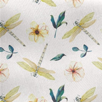 Flowers And Dragonflies Jersey Backed Fleece