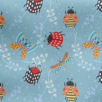Ladybug And Dragonfly Jersey Backed Fleece