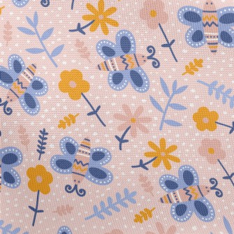 Flowers And Butterflies Pongee