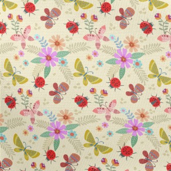 Colorful Flowers And Butterfli Pongee