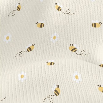Small White Flower Bee Stretch Jersey