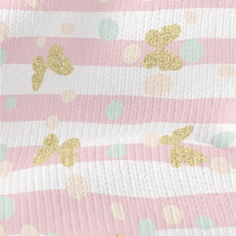 Gold Glitter Butterfly Stretch Jersey