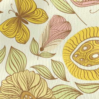 Various Flowers And Butterflie Stretch Jersey