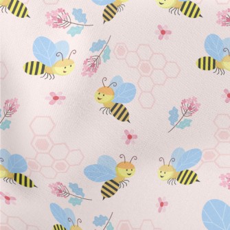 Bees And Flowers Lightweight Cotton Poplin