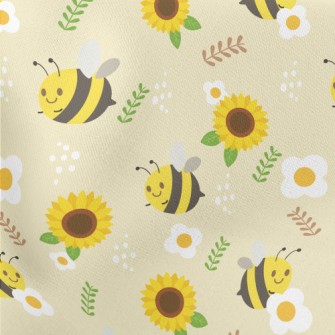 Bee And Sunflower Lightweight Cotton Poplin